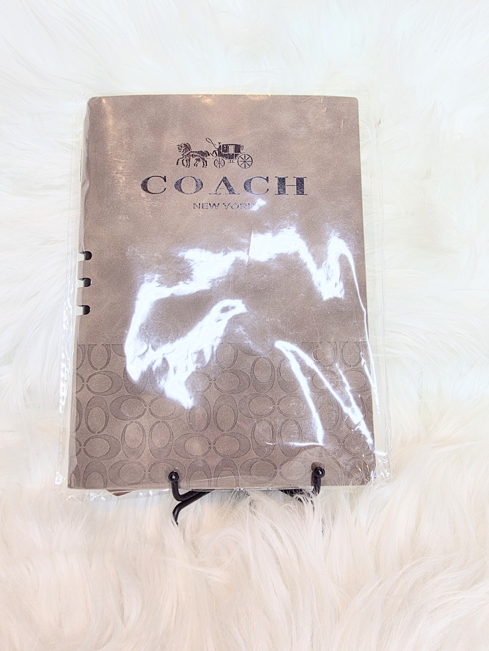 Coach Faux Leather Taupe Notebook and Coach Pen Set Coach New York Logo New